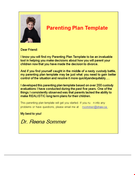 create a comprehensive parenting plan | include your children's needs template