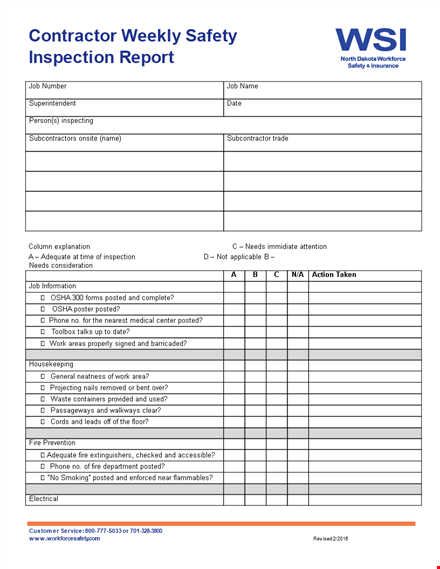 contractor weekly safety report template