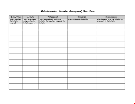 printable blank behavior chart template