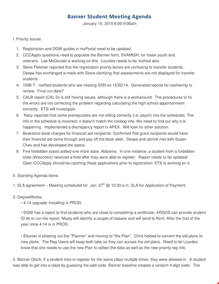 student council meeting agenda planner template