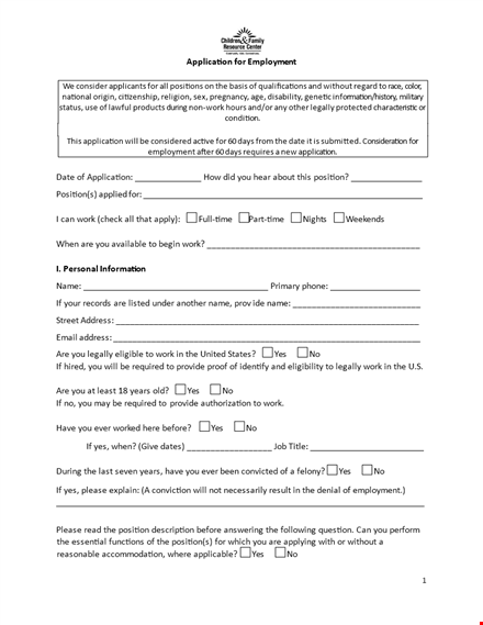 employment application template - simplify the hiring process, apply for your desired position template