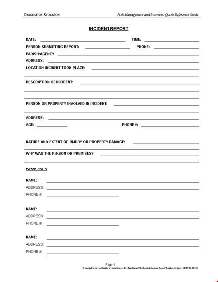 easy to use incident report template - document the details of any incident template