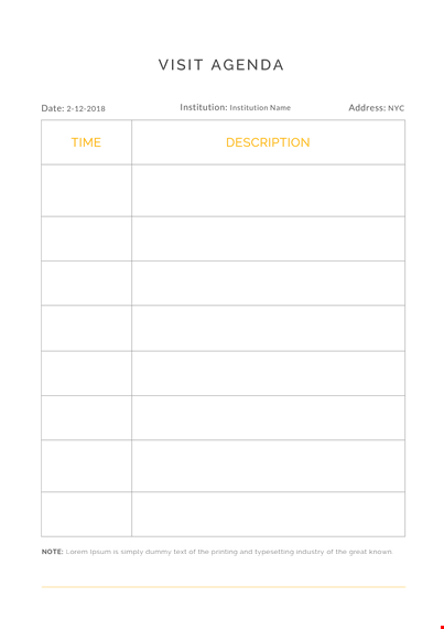 visit agenda a template