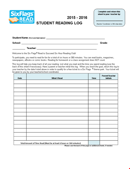free reading log template for teachers - track your students' reading progress template