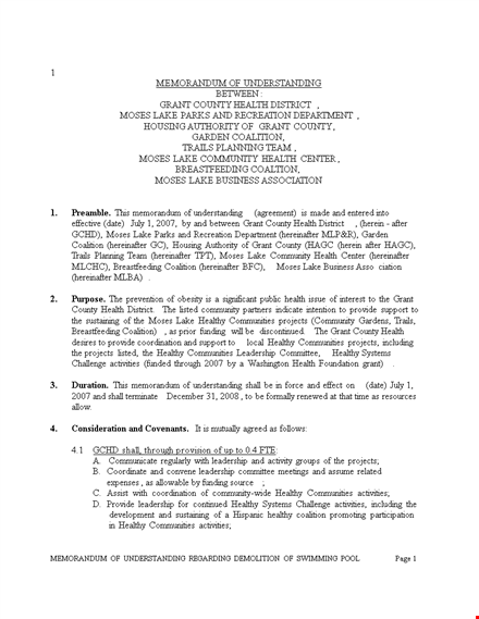 healthy coalition agreement | memorandum of understanding template template