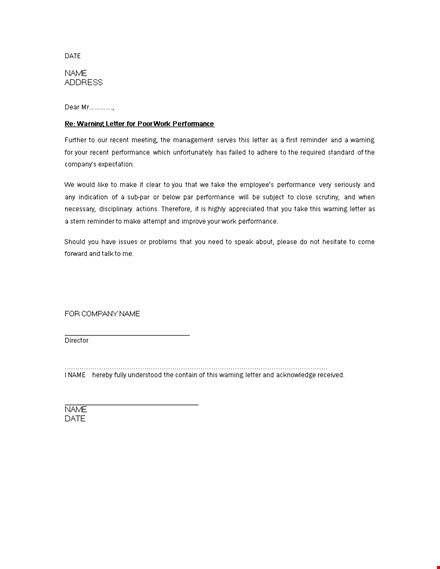 free warning letter for poor attendance word doc download zkjncckdyw template