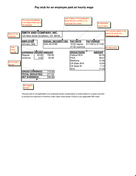 employee pay stub template template