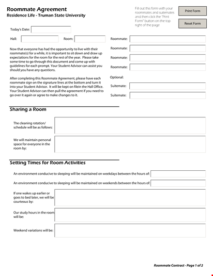 create a harmonious living arrangement with our roommate agreement template template