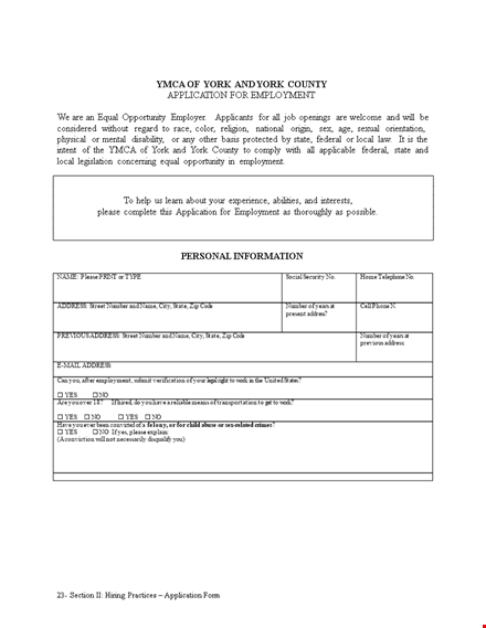 apply for employment with easy-to-use application template template