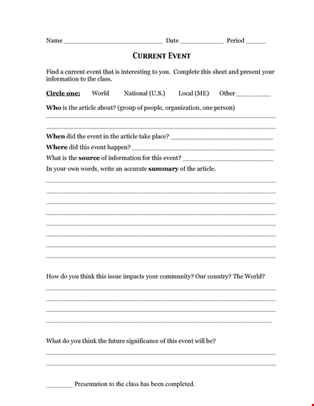 current report template template