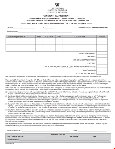 download a professional payment agreement template | financial & course agreements template