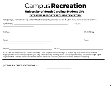 register for office sports captain - easy & quick registration form template