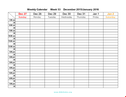 weekly calendar template - organize your week with a sunday start template