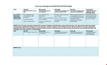 smart goals template - create achievable goals  template