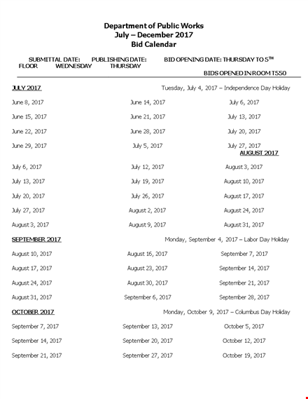 dpw bid calendar nd half template