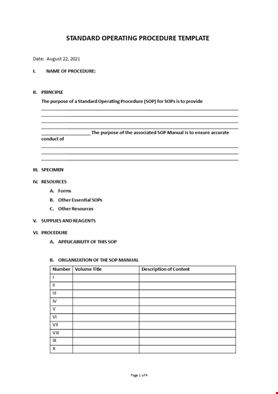 standard operating procedure template template