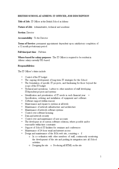 revised officer job description template for school maintenance software officer template