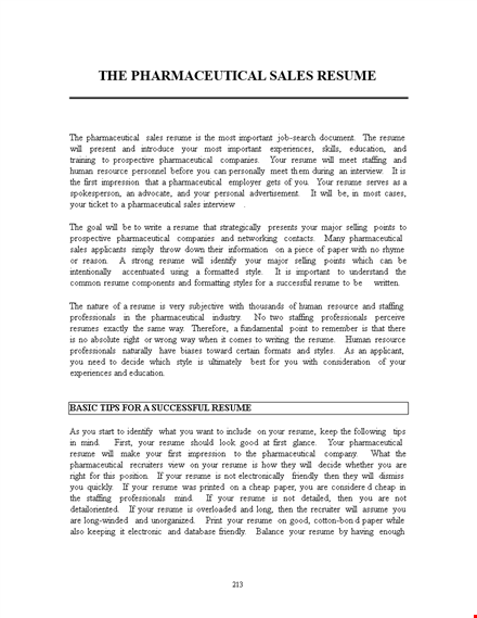 entry level business marketing resume | sales experience | pharmaceutical skills template