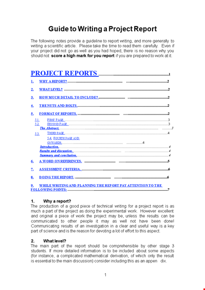 project report writing format template