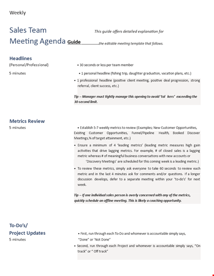 sales team meeting agenda template