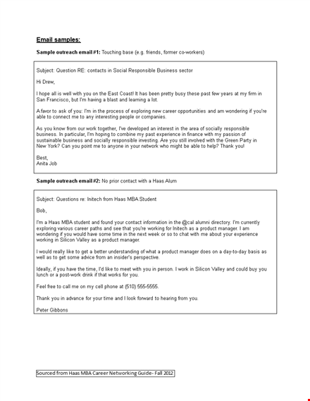 professional email example - sample and outreach contact examples template