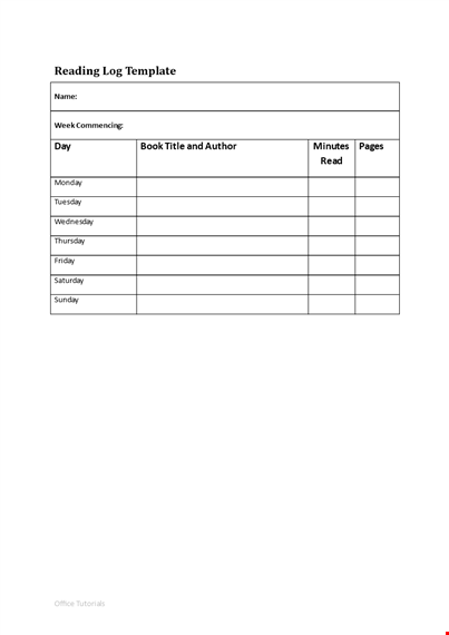 free reading log template for better reading habits | download now template