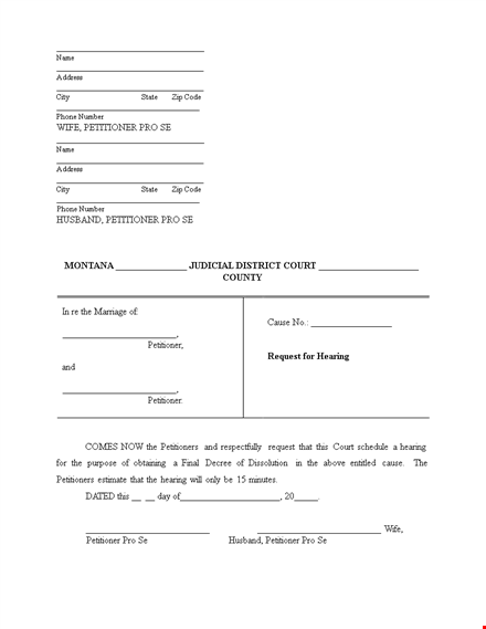 get your montana divorce papers template - easy court petition process template