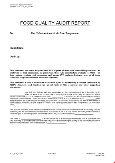 food safety inspection template