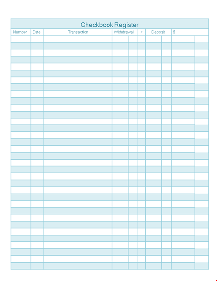 keep track of your finances with our checkbook register - easy transactions template