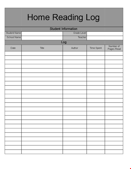 student reading log template - track your reading progress template