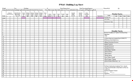 boiler log sheet - check your system's performance template