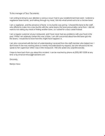 professional complaint letter template for customer service issues template