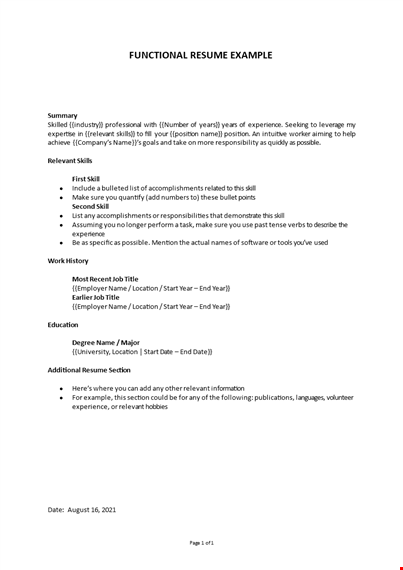 functional resume example template