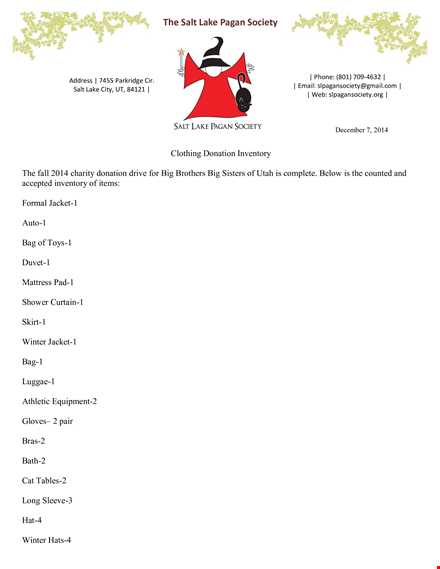 donate clothing and manage inventory with ease template