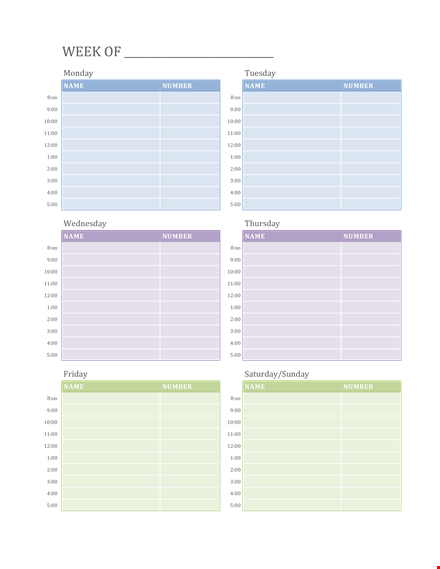 weekly appointment template