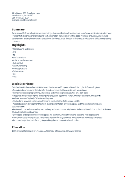 experienced resume format for software developer template