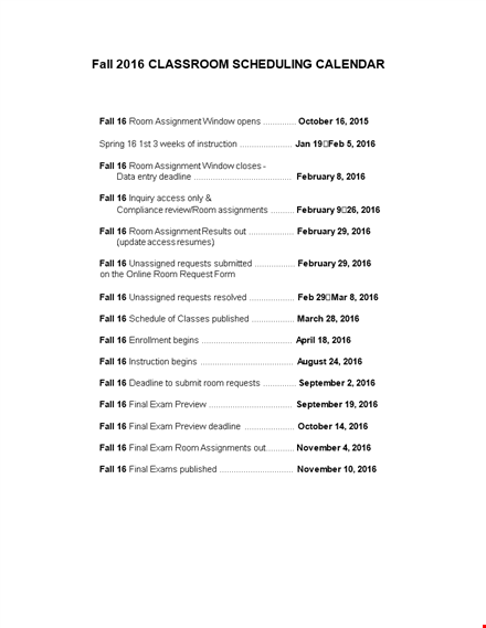 sample classroom scheduling calendar - february assignments & final template