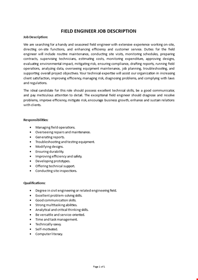 field engineer job description template