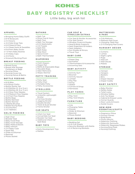 new baby registry checklist: must-have items for your baby, including bottles and strollers template