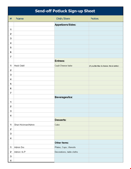 easy potluck sign up sheet: organize your next event with cheese lovers! template