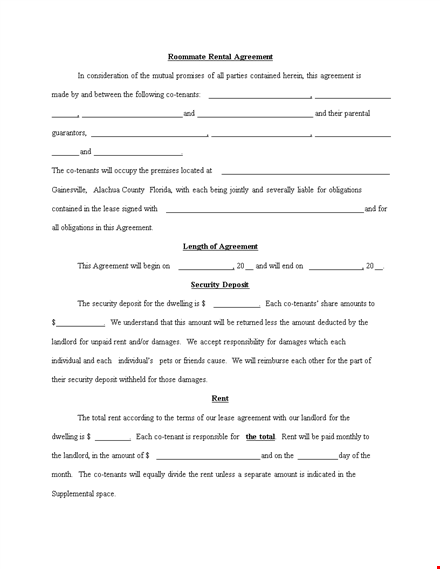 create a fair roommate agreement with our template template