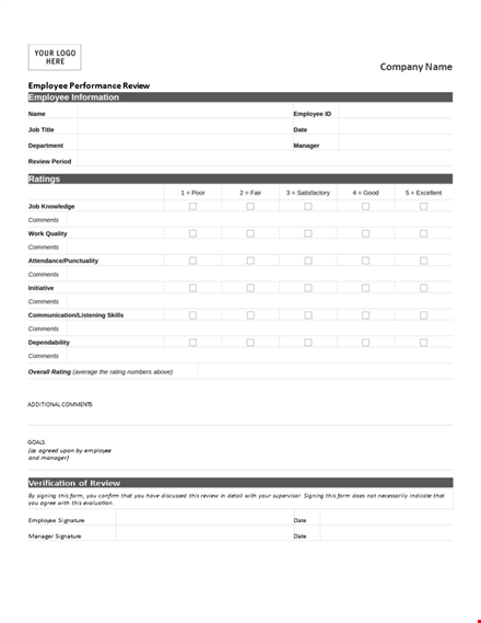 effective performance review examples for company employees - improve performance template