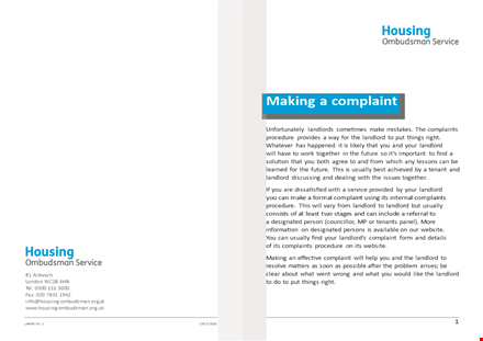formal complaint letter heading example template