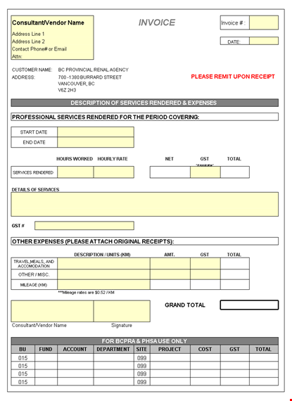 invoice template in excel template