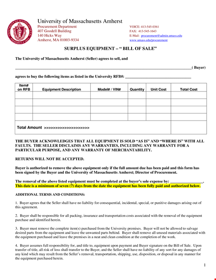 free printable bill of sale for equipment template