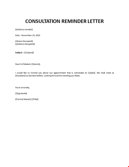 consultation reminder letter template