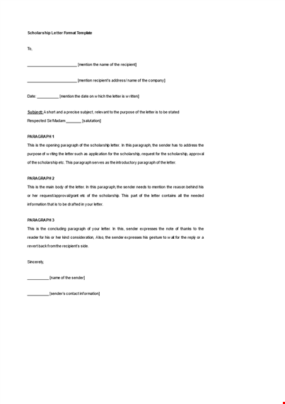 scholarship letter format template template