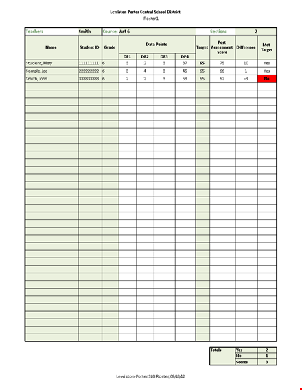 class roster template - manage your teacher, target student, and smith's class roster template