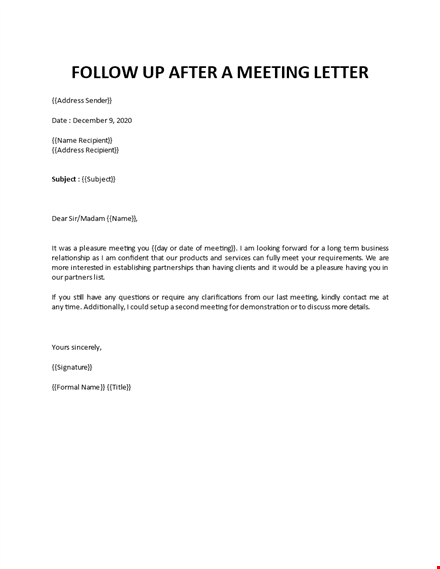 follow up after a meeting letter template