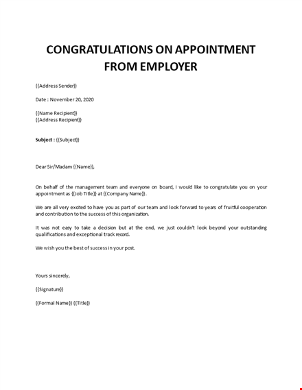 congratulation letter for new position template